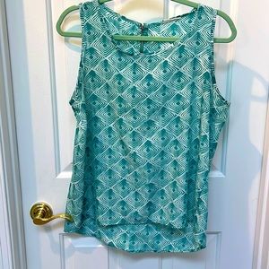Beautiful teal & white tank blouse, perfect with white jeans